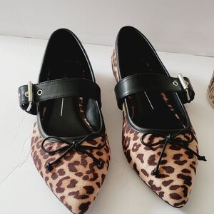 Report Racey Leopard Print Mary Jane Ballet Flats Bow Size 11
